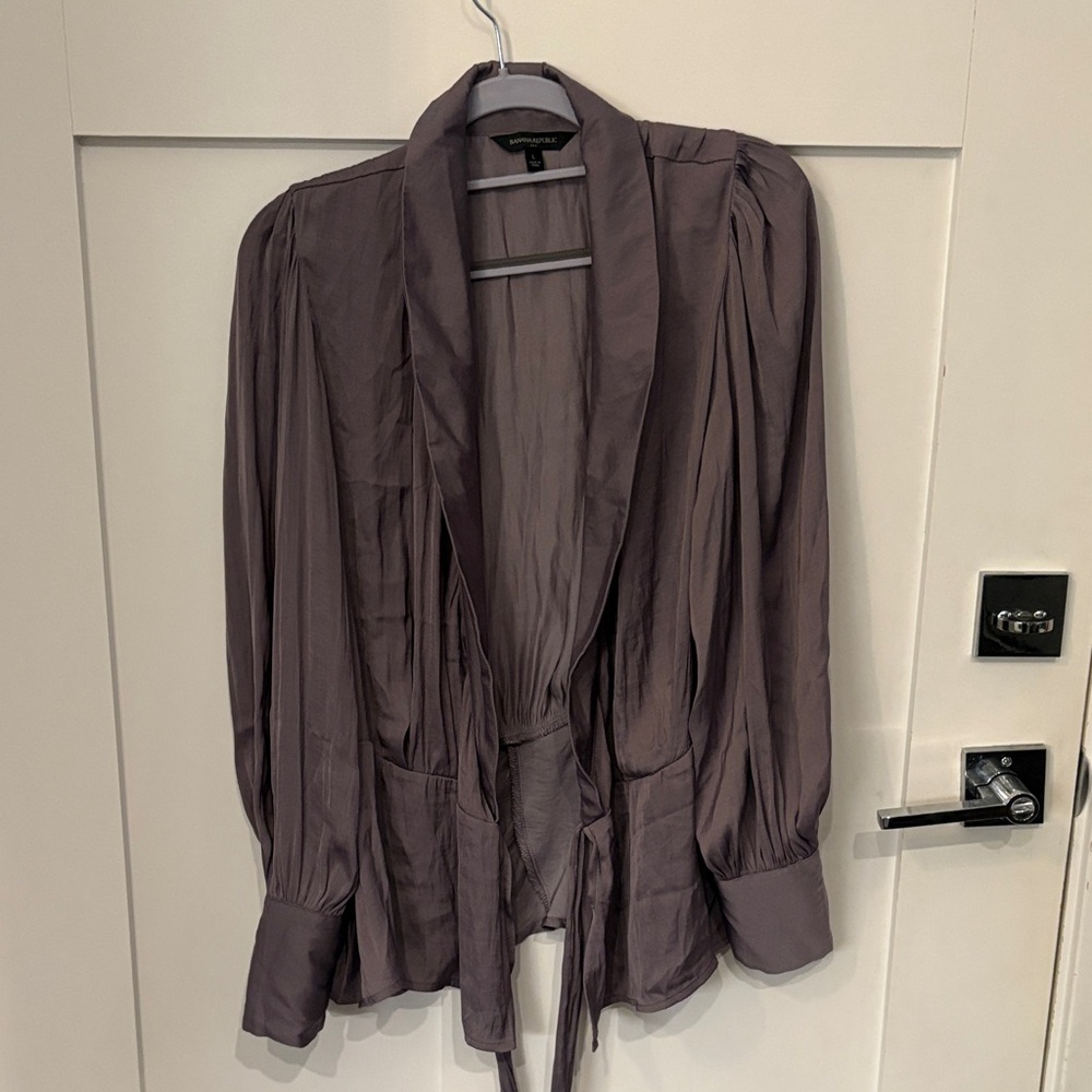 Banana Republic Purple Satin wrap around Top